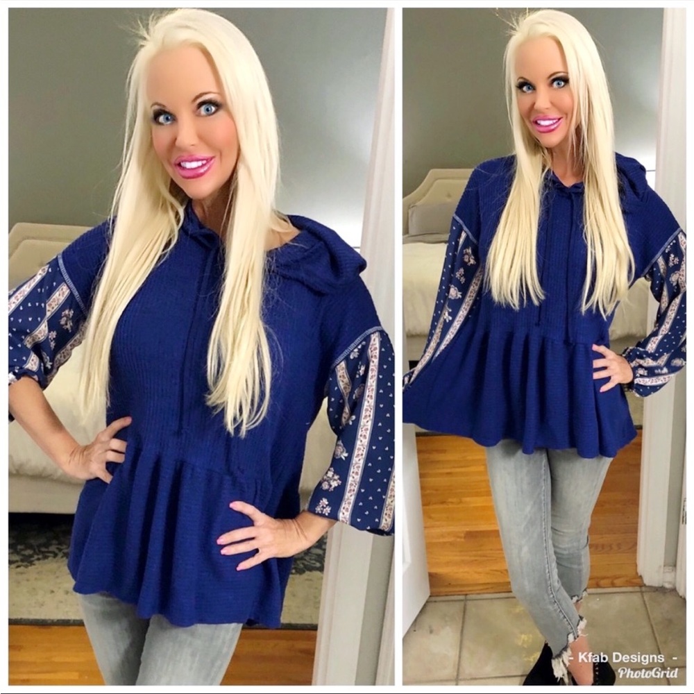 ❤️LAST 1! Baby doll hoodie with contrast sleeves - Picture 2 of 6